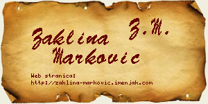 Žaklina Marković vizit kartica